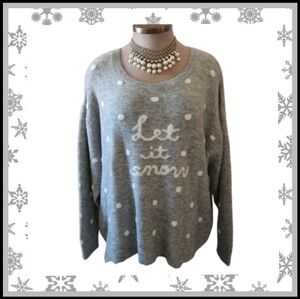 LET IT SNOW ☆ COZY ☆ GREY & WHITE ☆ SNOWBALL SWEATER ☆ 3x ☆ NWOT
